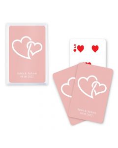 Unique Custom Playing Card Favor - Linked Double Hearts