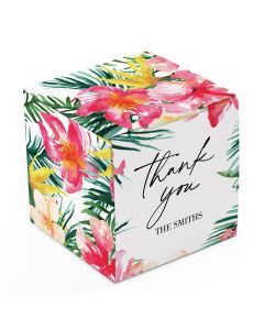 Miniature Custom Printed Square Paper Favor Boxes - Tropical Floral
