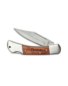 Personalized Wood Handled Locking Blade Pocket Knife – Monogram Engraved