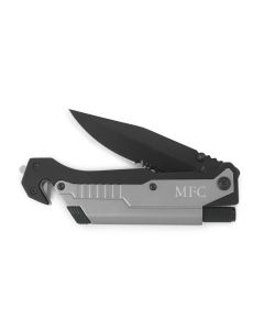 Personalized Black & Silver Pocket Knife With Light - Monogram Engraved
