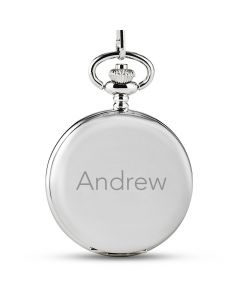Personalized Silver Mechanical Pocket Watch & Fob