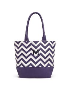 Large Personalized Chevron Cotton Canvas Fabric Tote Bag