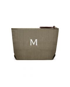 Women's Personalized Napa Linen Makeup Bag- Olive Green