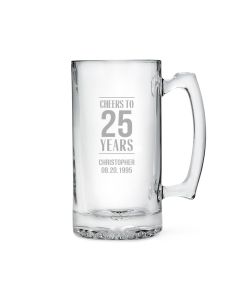 Personalized Large Glass Beer Mug – Cheers To The Years Engraving