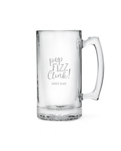 Personalized Large Glass Beer Mug – Pop Fizz Clink Engraving