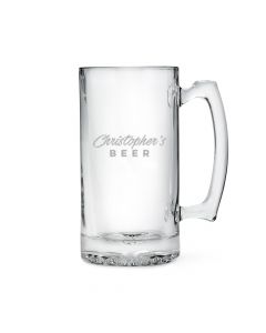 Personalized Large Glass Beer Mug – Casual Script Font Engraving