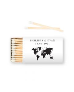 Custom Matchbox Wedding Favor - World Travel