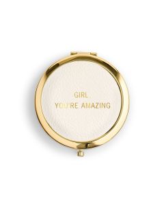 Personalized Engraved Faux Leather Compact Mirror - You're Amazing