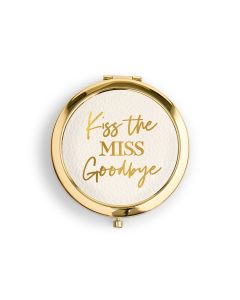Personalized Engraved Faux Leather Compact Mirror - Kiss The Miss Goodbye