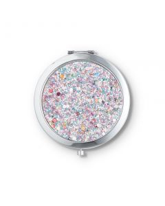 Personalized Silver Rainbow Glitter Compact Mirror