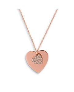 Personalized Rose Gold Engraved Charm Necklace – Crystal Double Swing Heart