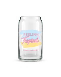 Personalized Can Shaped Drinking Glass – Feeling Tropical Print