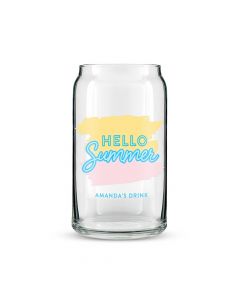 Personalized Can Shaped Drinking Glass – Hello Summer Print
