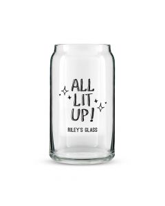 Personalized Can Shaped Drinking Glass – All Lit Up Print