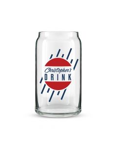 Personalized Can Shaped Drinking Glass – Retro Pop Print