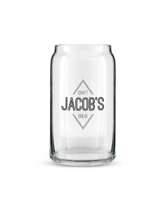 Personalized Can Shaped Drinking Glass – Diamond Emblem Print