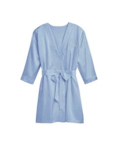 Women's Personalized Embroidered Satin Robe With Pockets- Periwinkle / Light Blue