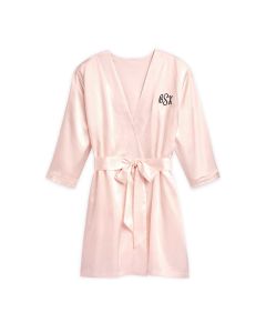 Women's Personalized Satin Robe With Pockets - Blush Pink