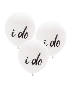 Large 17" White Round Wedding Balloons - I Do - Set Of 3