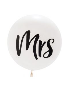 Extra Large 36" White Round Wedding Balloons - Mrs