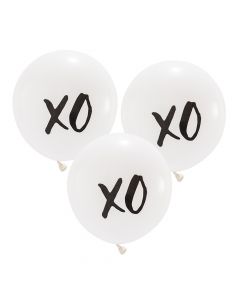 Large 17" White Round Wedding Balloons - XO - Set Of 3