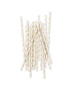 Gold Foil Hearts Paper Drinking Straws