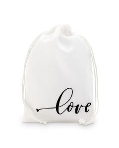 "love" Print Muslin Drawstring Favor Bag - Medium (pack of 12)