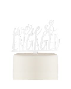We're So Engaged Acrylic Cake Topper - White