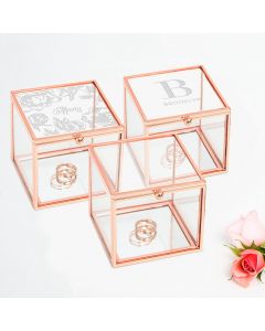 Small Glass Jewelry Box With Rose Gold Edges