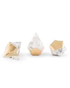 Modern Geo Marble And Gold Party Favor Boxes ( Set of 12 )