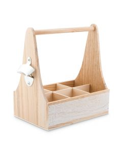 Wooden Bottle Caddy with Opener