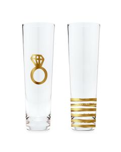 Stemless Toasting Champagne Flute Gift For Wedding Party - Engagement Set Of Two