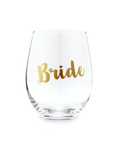 Stemless Toasting Wine Glass Gift For Wedding Party - Bride