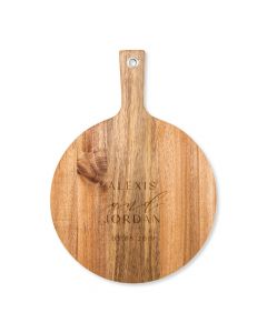 Personalized Wooden Round Cutting & Serving Board With Handle