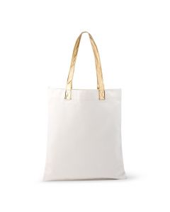 Cotton Canvas Fabric Tote Bag With Gold Strap