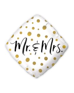 Mylar Foil Helium Party Balloon Wedding Decoration - Gold Polka-Dot Mr. And Mrs. 