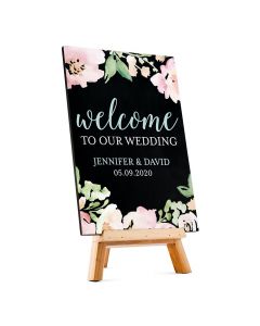 Custom Wedding Chalkboard Sign - Welcome Floral