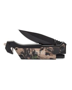Personalized Camouflage Pocket Knife With Light - Antler Motif