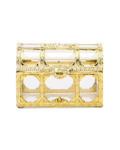 Small Clear Plastic Wedding Favor Container Set - Gold Treasure Chest (set of 2)