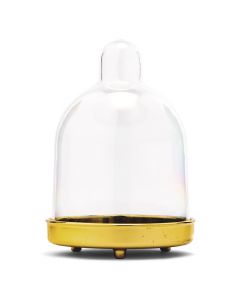Small Clear Plastic Wedding Favor Container Set - Dome With Gold Bottom (2)