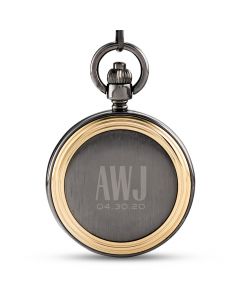 Gold Frame Gunmetal Pocket Watch & Fob