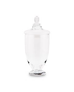 Small Glass Apothecary Candy Jar - Footed Vase with Lid