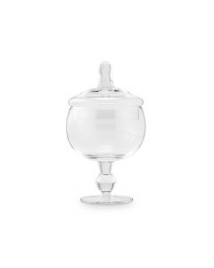 Small Glass Apothecary Candy Jar - Footed Globe Bowl with Lid