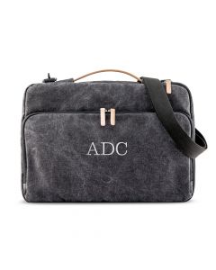 Personalized 17" Canvas Laptop Bag With Cross Strap - Black