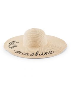 Women's Floppy Straw Sun Hat - Hello Sunshine