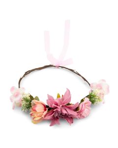 Bridal Party Flower Crown Wreath - Dusty Pink Dahlia Medley