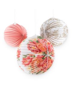 Paper Lantern Hanging Decorations - Floral - Set Of 3