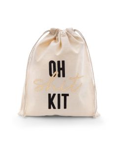 Hangover Survival Kit White Cotton Drawstring Bag - Oh Shit Kit