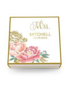 Large Personalized Modern Floral Bridal Party Gift Box With Magnetic Lid