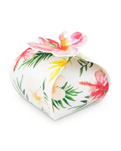 Uniquely Shaped Paper Wedding Favor Boxes - Tropical Floral - Set Of 10
